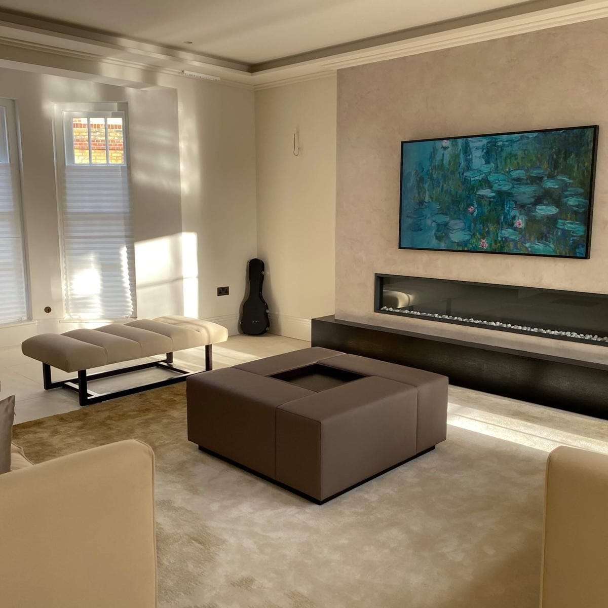 Living room media wall, by Briland Demja